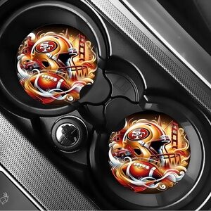 San Francisco 49ers Helmet Car Coasters Absorbent Set of (2)